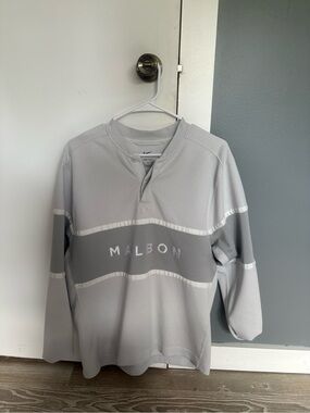 Malbon Light Gray Pullover Henley Hoodie